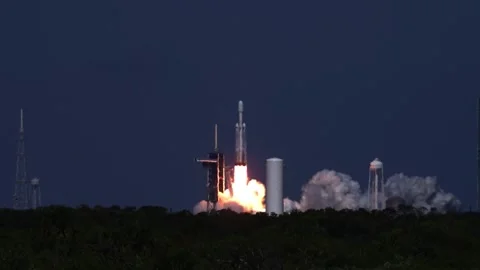 SpaceX Falcon Heavy rocket carrying NASA's Europa Clipper spacecraft launch Stock Footage 288966082