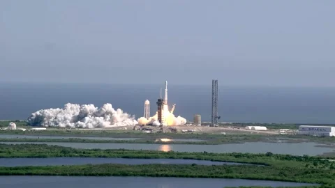 SpaceX Falcon Heavy rocket carrying NASA's Europa Clipper spacecraft launch Stock Footage 288966232