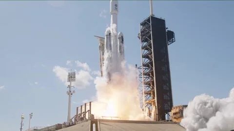 SpaceX Falcon Heavy rocket carrying NASA's Europa Clipper spacecraft launch Video stock 288966282