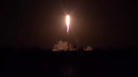 SpaceX Falcon Heavy rocket carrying NASA's PACE satellite launch Stock Footage 295933464