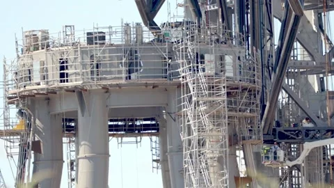 SpaceX Orbital launch integration tower and catch arms at Starbase, TX 库存影片 163561882