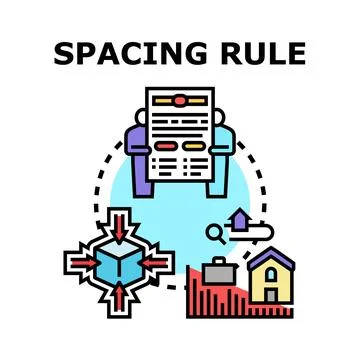 Spacing rule concept outlining social distancing safety regulations Stock Illustration