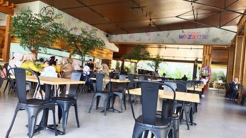 The spacious and comfortable restaurant Stock Photos
