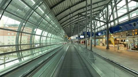 Spacious and Modern Empty Terminal at Leipzig Airport Video stock 330895992
