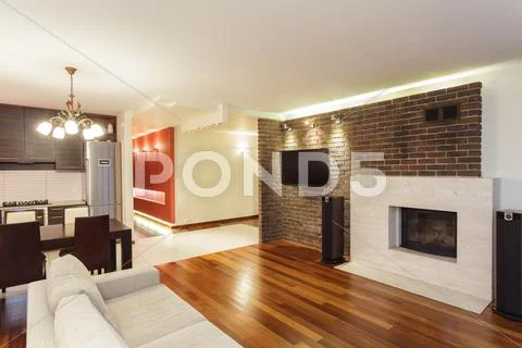 Spacious apartment - interior Stock Photos
