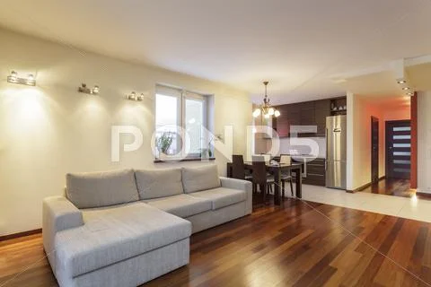 Spacious apartment - living room Stock-Fotos
