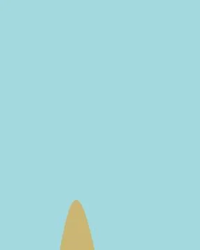 A spacious aqua field rises above a small golden organic form, creating a f.. Ilustração Stock