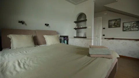 Spacious Bedroom With Romantic Design 스톡 동영상 94348856