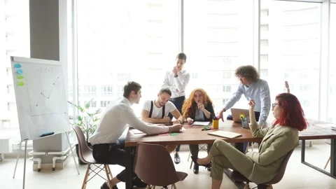 Spacious bright office with panoramic windows, a friendly, relaxed and welcoming Stock Footage 120663170