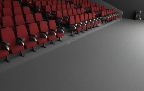 Spacious cinema auditorium with red chairs Stock-Illustration