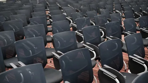 Spacious comfortable room is ready for a public event with lots of people. A hug Video stock 199489701