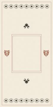 A spacious cream layout features delicate rust and charcoal botanical ornam.. Stock-Illustration