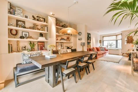 Spacious dining area Stock Photos