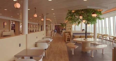 Spacious Ferry Cafeteria During English Channel Crossing Stock Footage 340054794