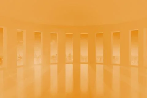 Spacious high-rise interior is showcasing wraparound windows and floor Stock Illustration
