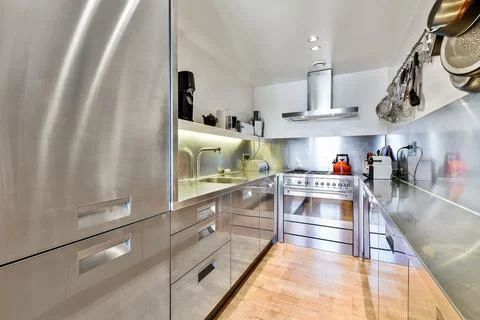 Spacious kitchen design Stock Photos