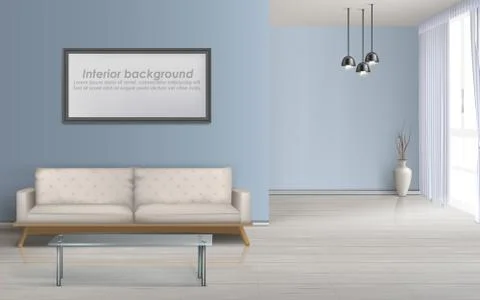 Spacious living room realistic vector background Stock-Illustration