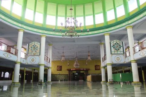 Spacious mosque interior Stock Photos