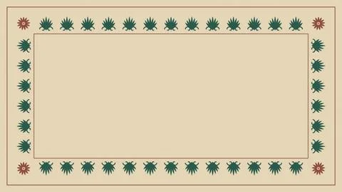 A spacious rectangular layout is enclosed by repeated green leaf forms and .. Stock Illustration