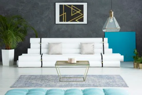 Spacious room with paper sofa Stock-Fotos