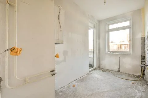A spacious room under renovation Stock Photos
