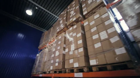 Spacious warehouse Stock Footage 128170895