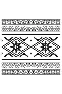 A spacious white composition centers bold black star and diamond ornaments .. Stock Illustration