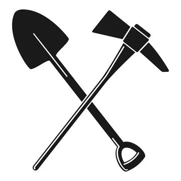 Spade And Pick Axe Emblem Black Silhouette Vector Stock Illustration