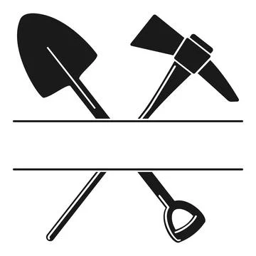 Spade And Pick Axe Monogram Black Silhouette Vector Stock Illustration