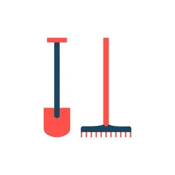 Spade and rake vector icons isolated on white background Stock Illustration