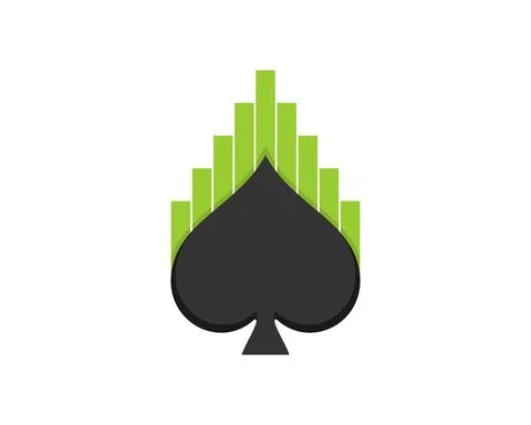 Spade with chart growth up behind Stock Illustration
