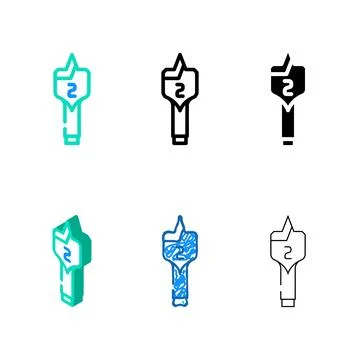 Spade drill bit color icon variants vector Stock Illustration