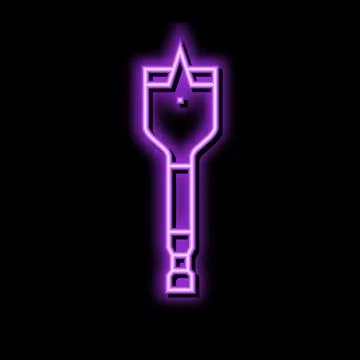 Spade drill bit neon glow icon illustration Stock Illustration