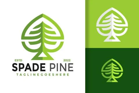 Spade Pine Modern Logo Design Vector Illustration Template Stock Illustration
