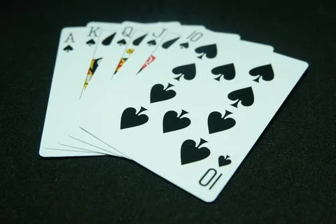 Spade Royal Flush (All the same suit, sequence A-K-Q-J-T) Stock Photos