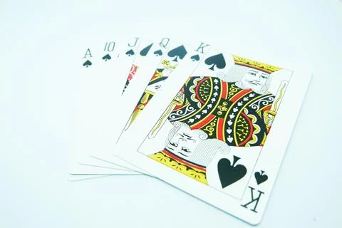 Spade Royal Flush (All the same suit, sequence A-K-Q-J-T) Stock Photos