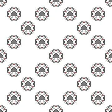 Spades Casino Chip vector colored seamless pattern Illustrazione stock