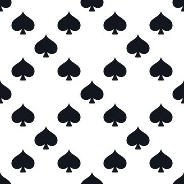Spades Playing Card Suit vector solid minimal seamless pattern or logo Stock Illustration