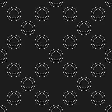 Spades Playing Card Suit vector round thin line seamless pattern Illustrazione stock