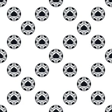 Spades Poker Chip vector solid seamless pattern or background Stock Illustration