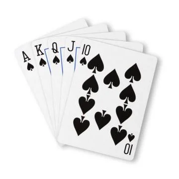 Spades royal flush flat on white winning hand business concept Stock Illustration