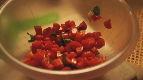 Spaghetti Added to Tomato and Basil Stock-Footage 99247820