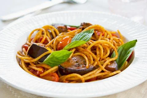 Spaghetti alla norma Foto stock