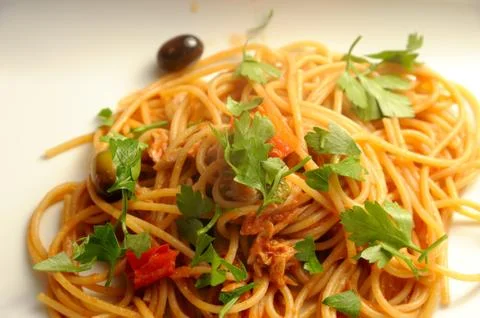 Spaghetti alla Puttanesca 스톡 사진