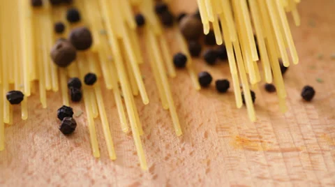 Spaghetti and black pepper close up Stock Footage 35965608