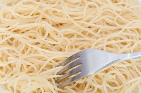 Spaghetti and fork Stock Photos