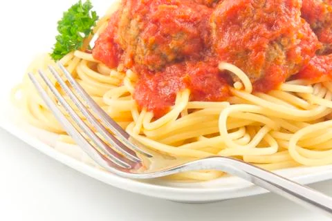 Spaghetti and meatballs Stock Photos