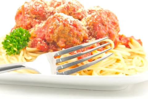 Spaghetti and meatballs Stock Photos