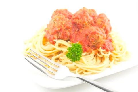 Spaghetti and meatballs Foto stock