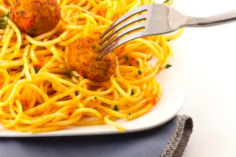 Spaghetti and meatballs Stock-Fotos